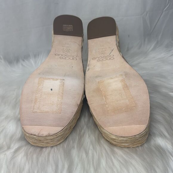 Andre Assous Women's Calesa Slide Sandals Blush Pink Leather/Raffia Sz 38/US 8 - Picture 7 of 7